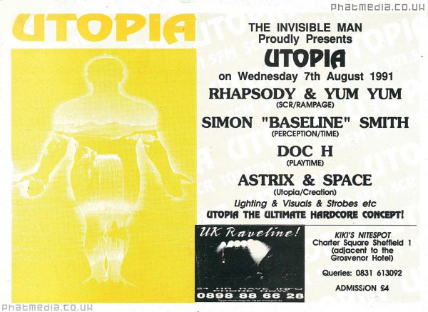 For reference: the original flyer from 1991 which was one of the sources for Mark Fridvalszki’s Utopia collage. In addition to Revue and Bronx, the fonts in use include , , and .