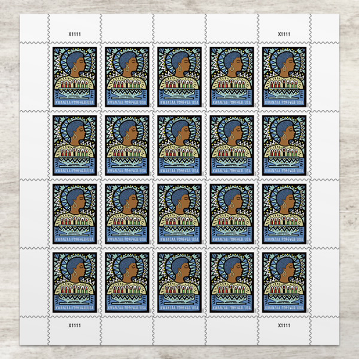 Sheet of self-adhesive Kwanzaa forever stamps