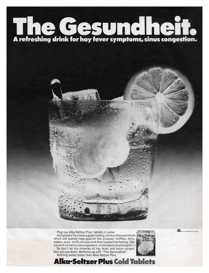 “The Gesundheit.” ad for Alka-Seltzer Plus Cold Tablets