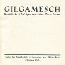 <cite>Gilgamesch</cite> by Julius Maria Becker, title page