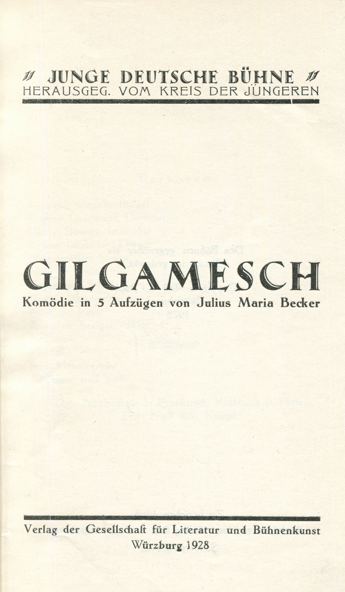 Gilgamesch by Julius Maria Becker, title page
