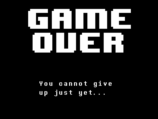 Game over screen.