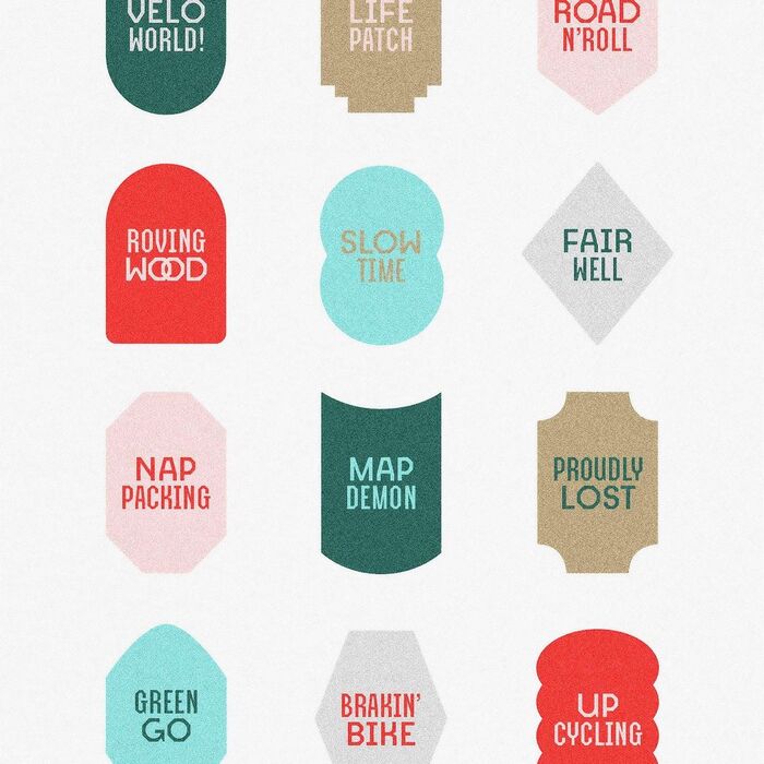 A3 poster with bike badges (detail), Riso printed in five colors by Studio Fidèle (6&nbsp;km), combining Kreuz and Kreuz Condensed