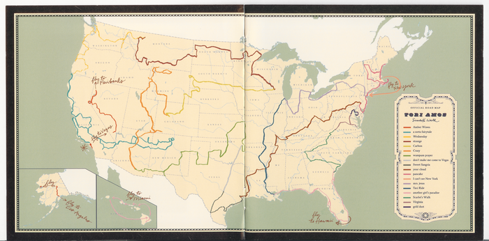 A map linking the songs on the album to the journeys of the character Scarlet.