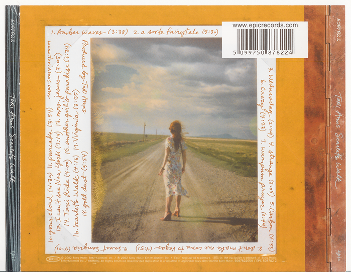 Back cover of the CD, featuring the handwritten song titles.