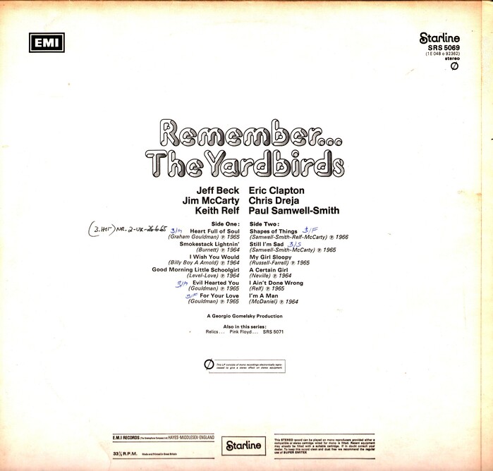 The Yardbirds – Remember… The Yardbirds album art 2