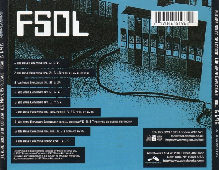 Back cover of a maxi single CD with remixes. Small copy is set in .