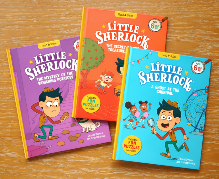 Peter Pauper Press published an English translation titled Little Sherlock. It uses the same design and typefaces.