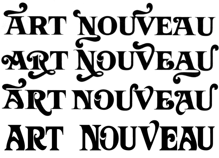 The original Davison Art Nouveau in three variants (line 1&ndash;3) with some &ndash; but not all &ndash; of its alternates, compared to the digital Orthodox Herbertarian (line 4). As a basic caps-plus-small-caps font without any extras, the freebie can do only so much. It is a decent option if you want to quickly emulate Dune&rsquo;s typographic style, though.