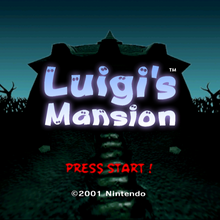 <cite>Luigi’s Mansion</cite> (Gamecube release) logo, dialogue, and interfaces