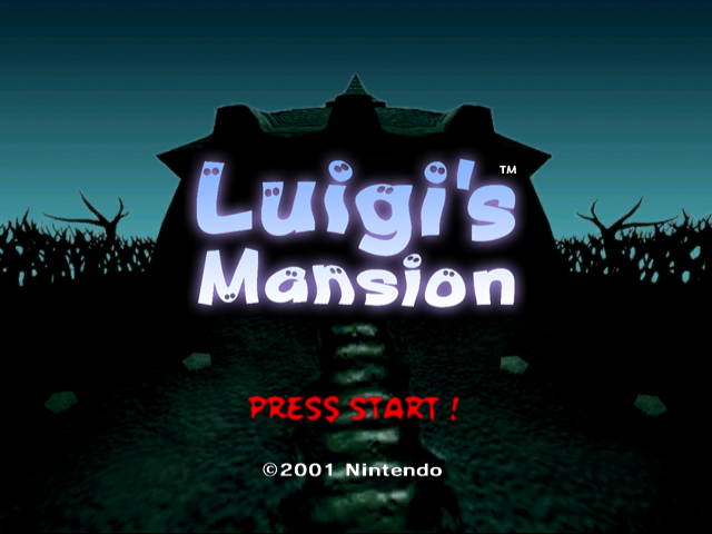 Title screen for Luigi's Mansion.