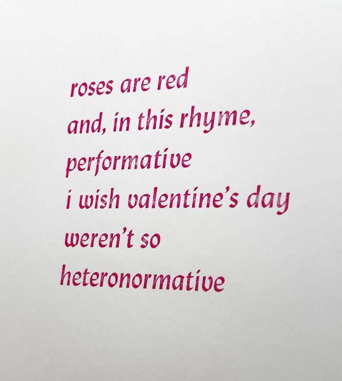 “Roses are red” Valentine’s Day card 1