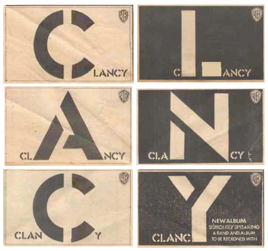 An advertisement for this album appeared in the April 12, 1975 issue of the British music magazine Sounds. It was a series of small ads, unfolding one letter per page.