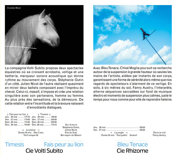 Program detail, with MT Grotesque used for information, and headers set in Massilia Light.