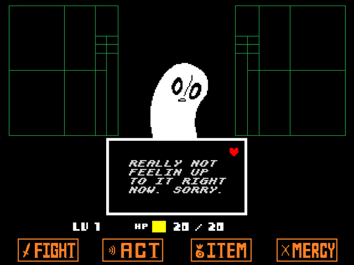 Text appearing in the movement area during the Napstablook battle encounter.