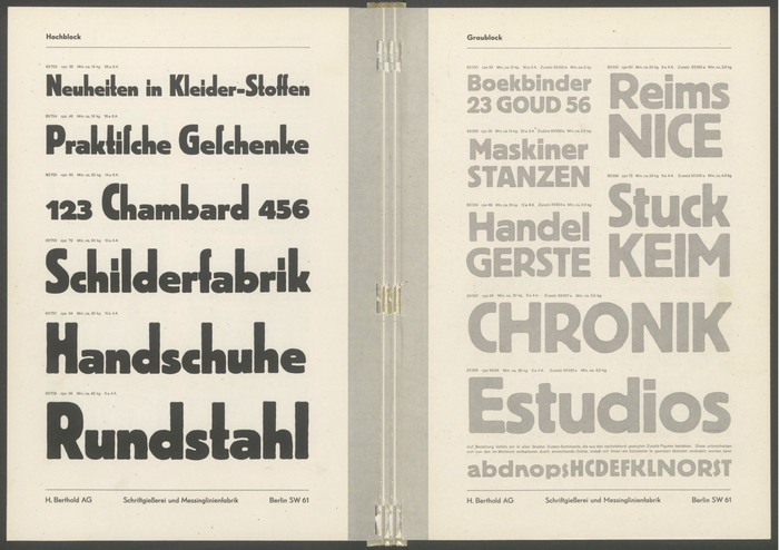  and , another lesser known style from the Block series, in Berthold’s Probe Nr. 275 from around 1932