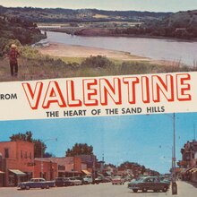 “Greetings from Valentine, Nebraska” postcard