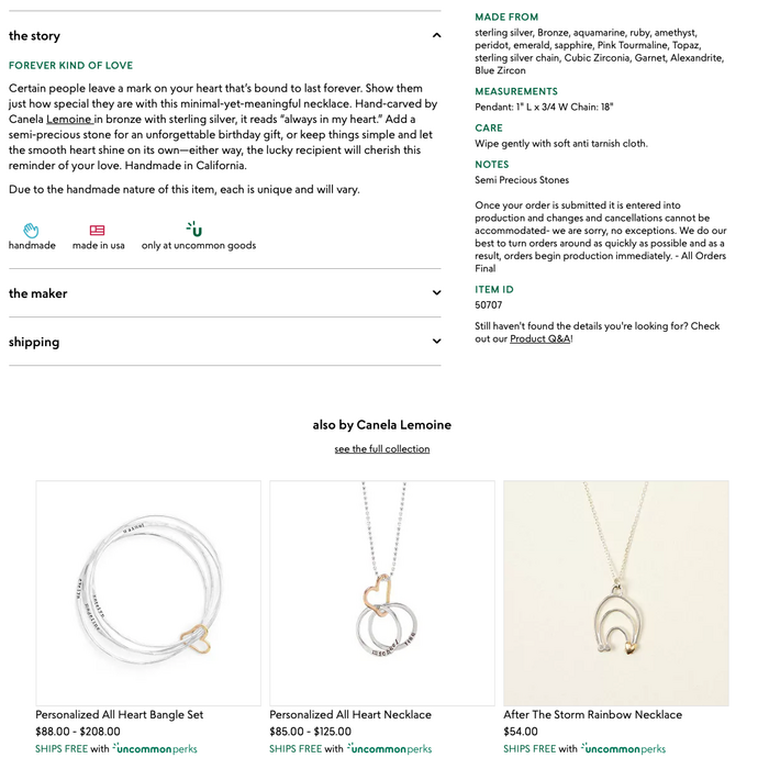 Uncommon Goods website