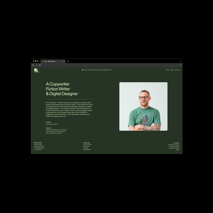 Aidan Molloy portfolio website 4