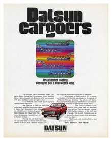 “The great American male” and “Datsun cargoers” ads
