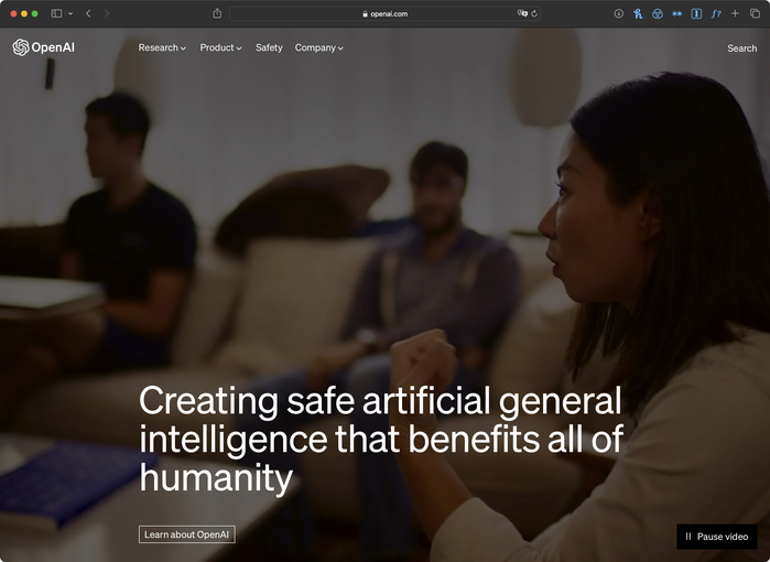 Homepage hero section