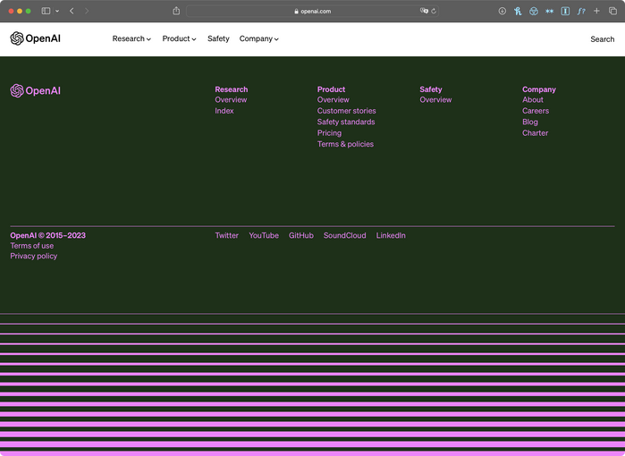 Band pattern at the bottom of the site’s footer
