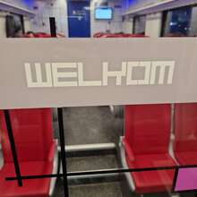 “Welkom” sign in Dutch trains