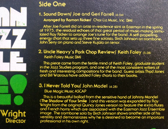 Detail from the track list / liner notes