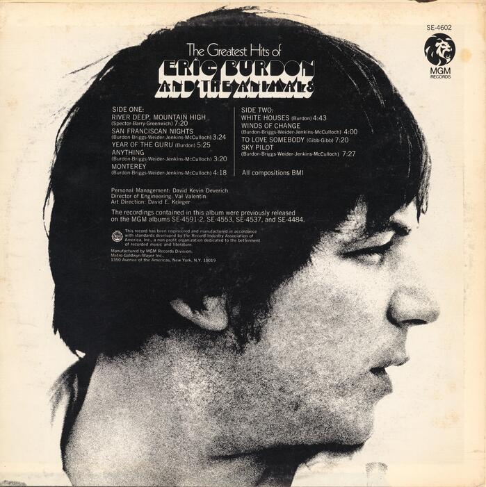 Eric Burdon &amp; The Animals – The Greatest Hits of Eric Burdon and The Animals album art 2