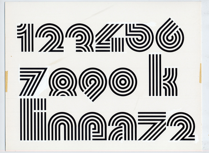 The original drawings for the numerals – and the typeface’s name, Linea 72