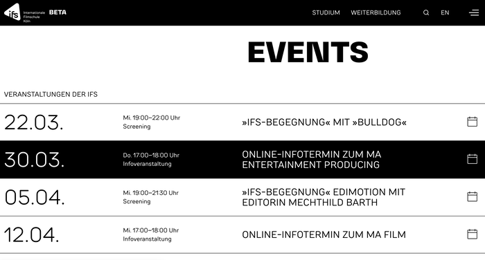 Internationale Filmschule Köln website 7