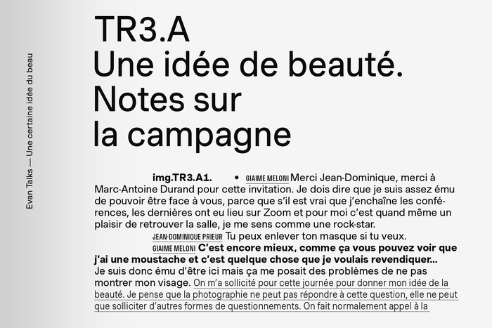 Une certaine idée du beau, Talks #4 6