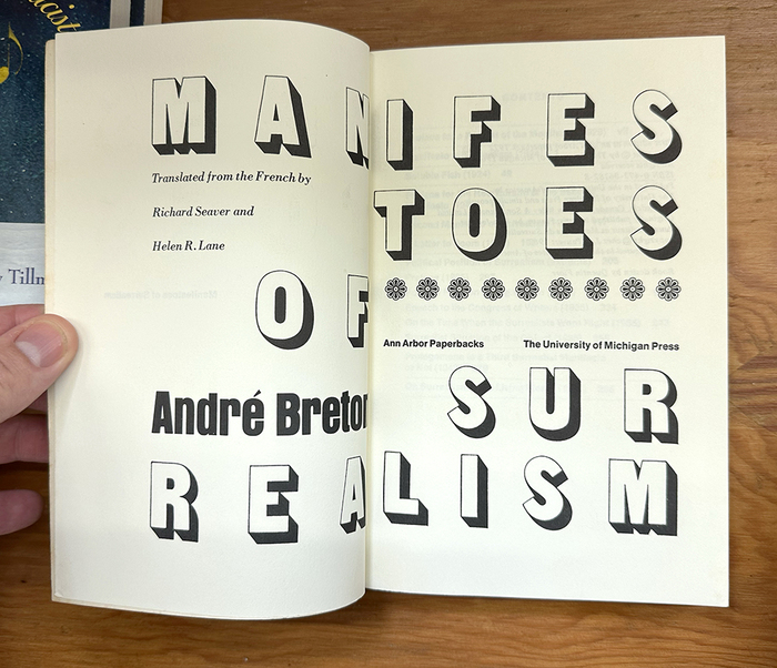 Manifestoes of Surrealism by André Breton, paperback edition 2
