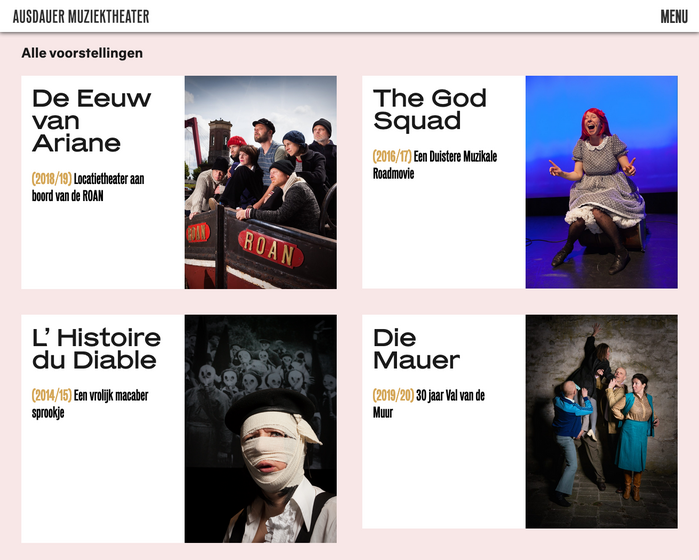 Website: overview of all performances