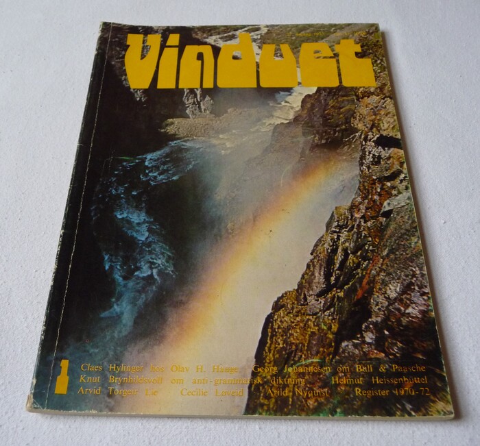 Vinduet vol 27, no. 1 (1973) feat. Kjell Heggelund, Olav Angell, Johan Fredrik Grogaard, Ellinor Kolstad, Liv Koltzow, and Jan Erik Vold