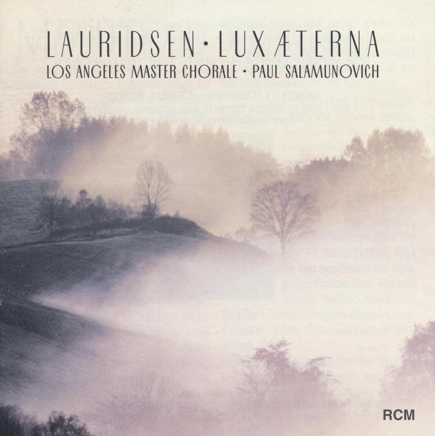 Morten Lauridsen – Lux Æterna Album Art - Fonts In Use