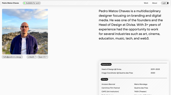 Pedro Matos Chaves portfolio website 5