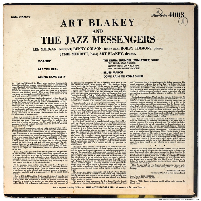 Art Blakey and the Jazz Messengers — Moanin’ album art 3