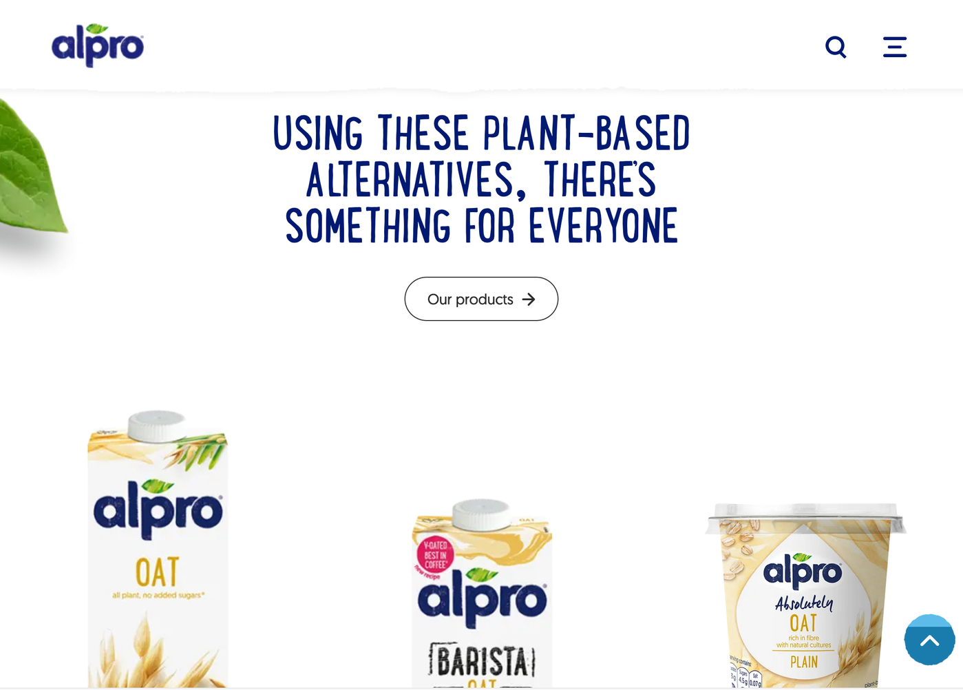 Alpro packaging and website - Fonts In Use