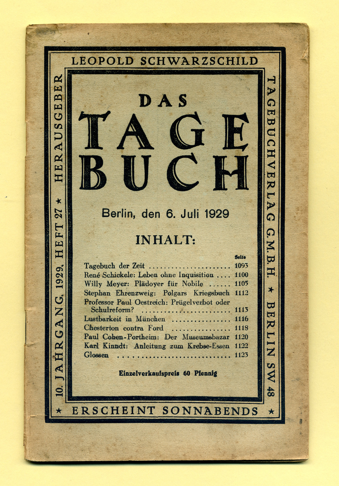 Das Tage-Buch, by Leopold Schwarzschild (Ed.)