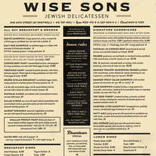 Wise Sons Jewish Delicatessen menu