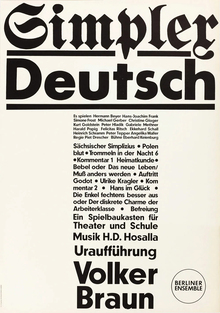 <cite>Simplex Deutsch</cite>, Berliner Ensemble poster
