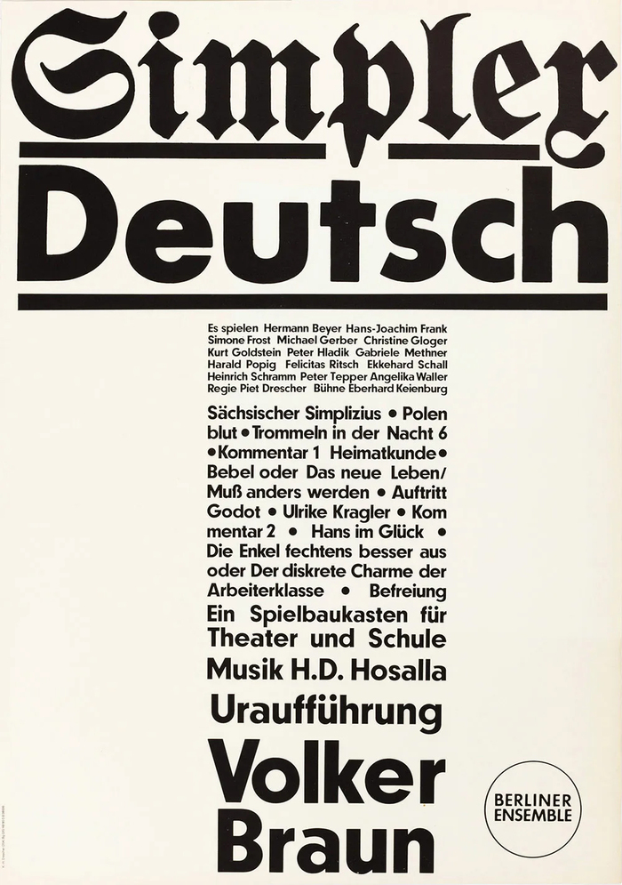 Simplex Deutsch, Berliner Ensemble poster