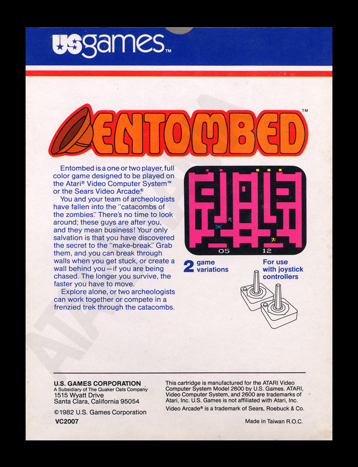 Entombed Atari 2600 game packaging 2