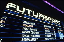 Epcot Horizons Futureport departures board signage