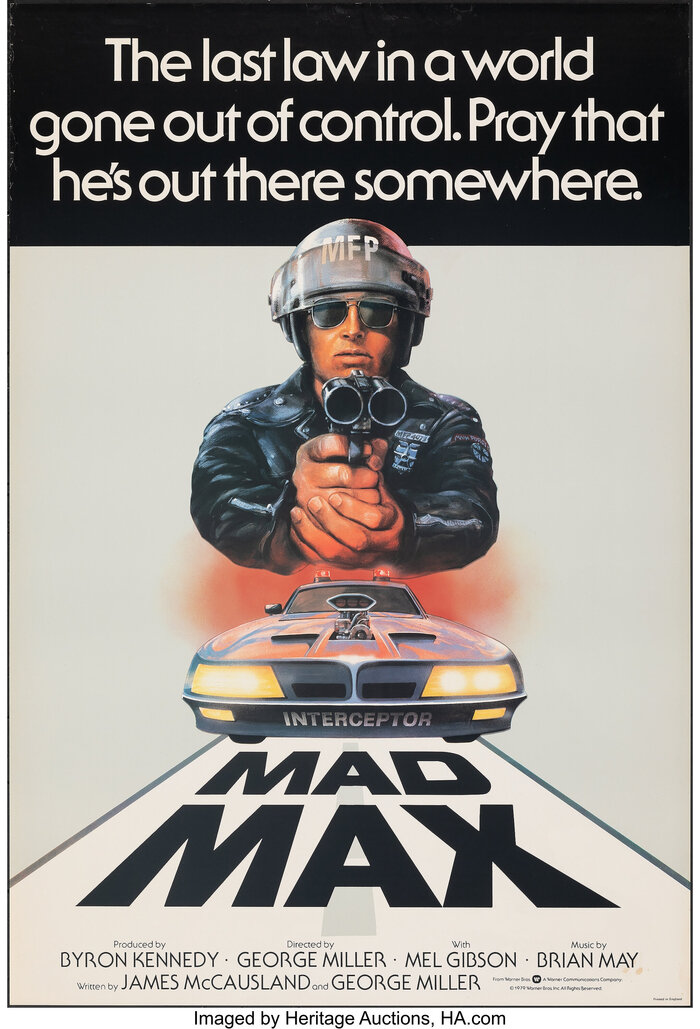 1979 British One Sheet, with a perspective logotype that appears hand lettered. The tagline and credit block are set in ITC Serif Gothic. Artwork and design by Tom Beauvais.