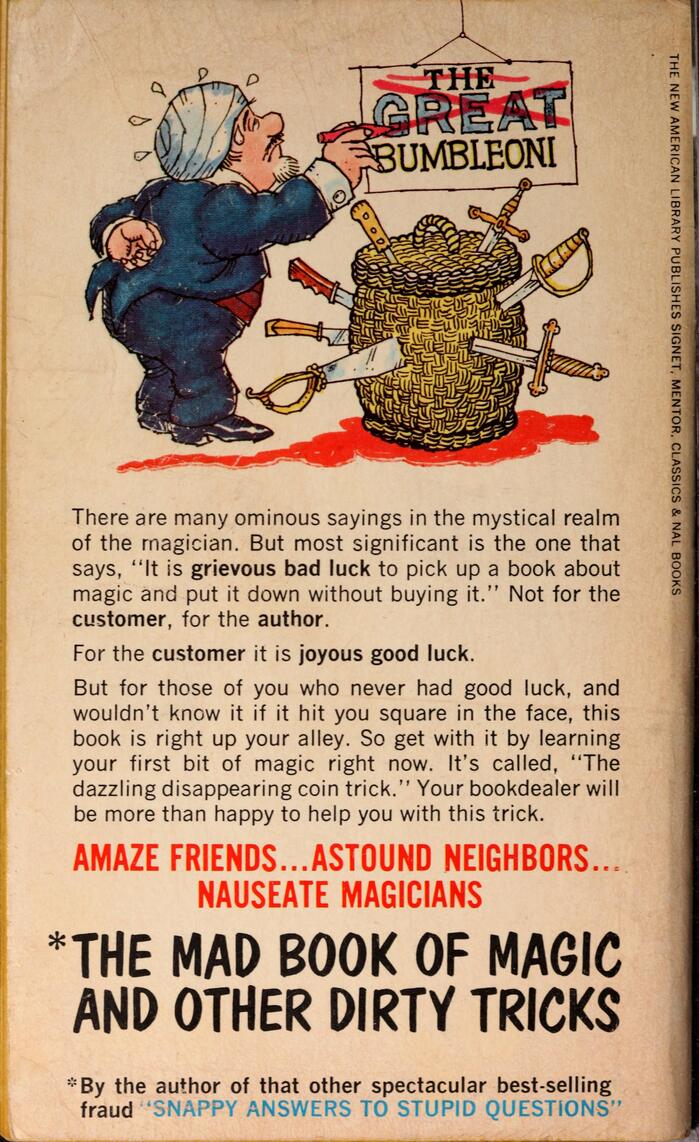 On the back cover, the book’s tagline (“Amaze friends…”) is written in , and the book title is reiterated using Dom Casual in all caps.