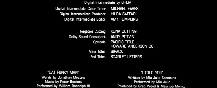 End titles, designed by Scarlet Letters