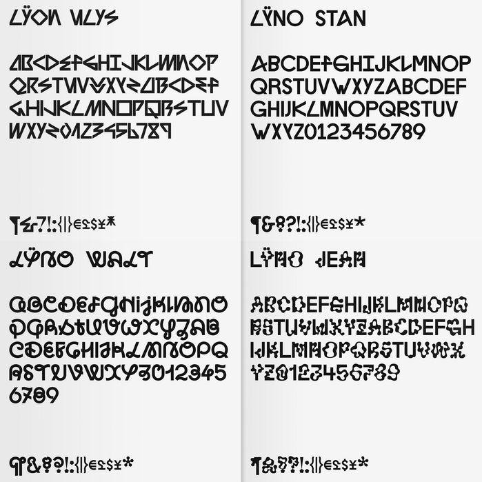 Overview of the four styles of L&yuml;on: Ulys, Stan, Walt, and Jean