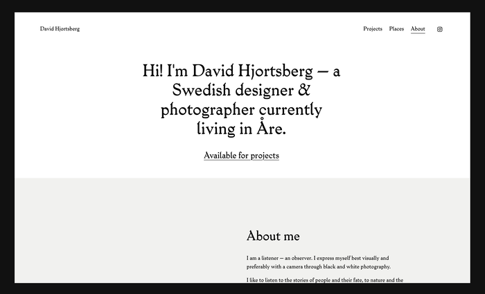 David Hjortsberg portfolio website 4